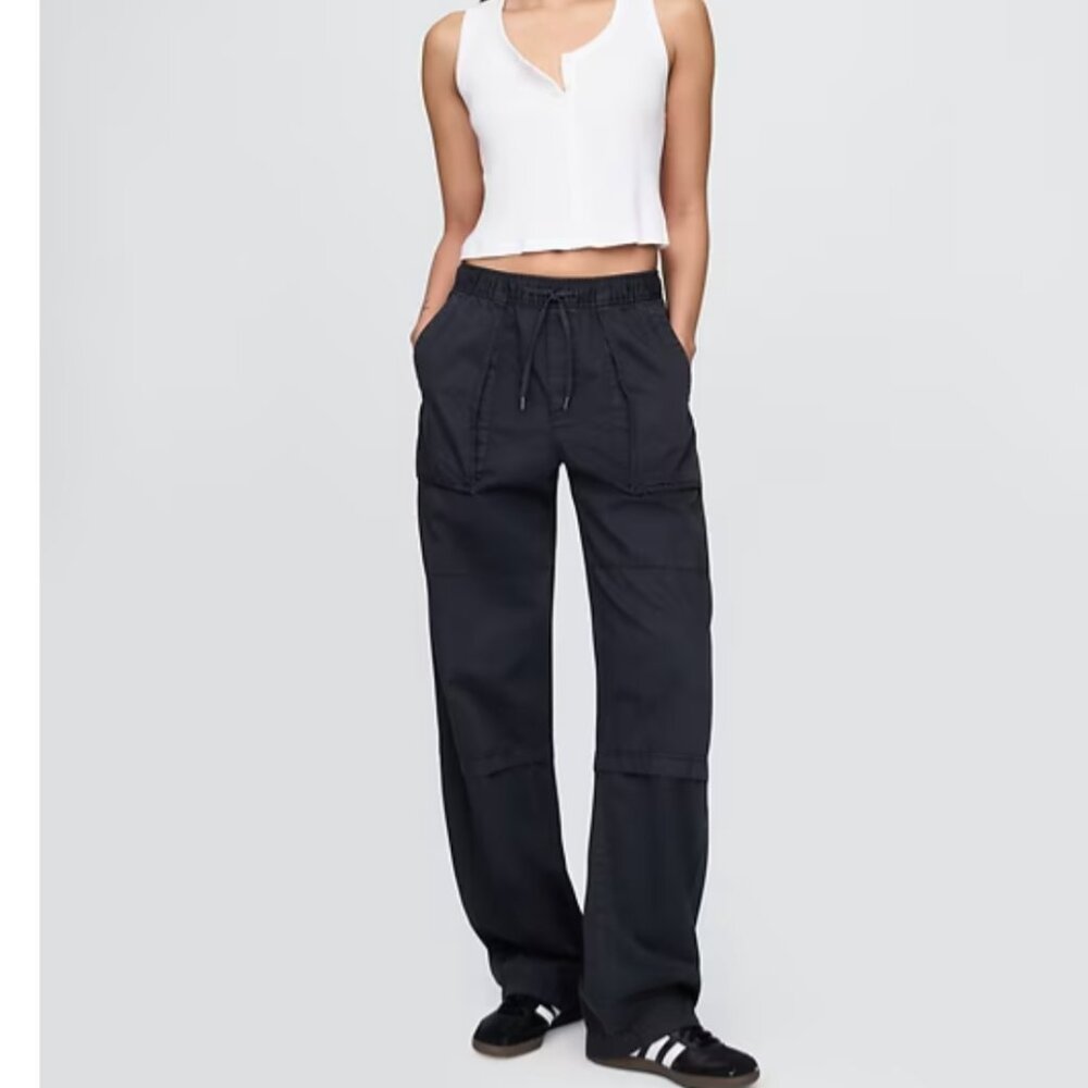 GAP Black Wide-Leg Drawstring Trousers, XL TALL!